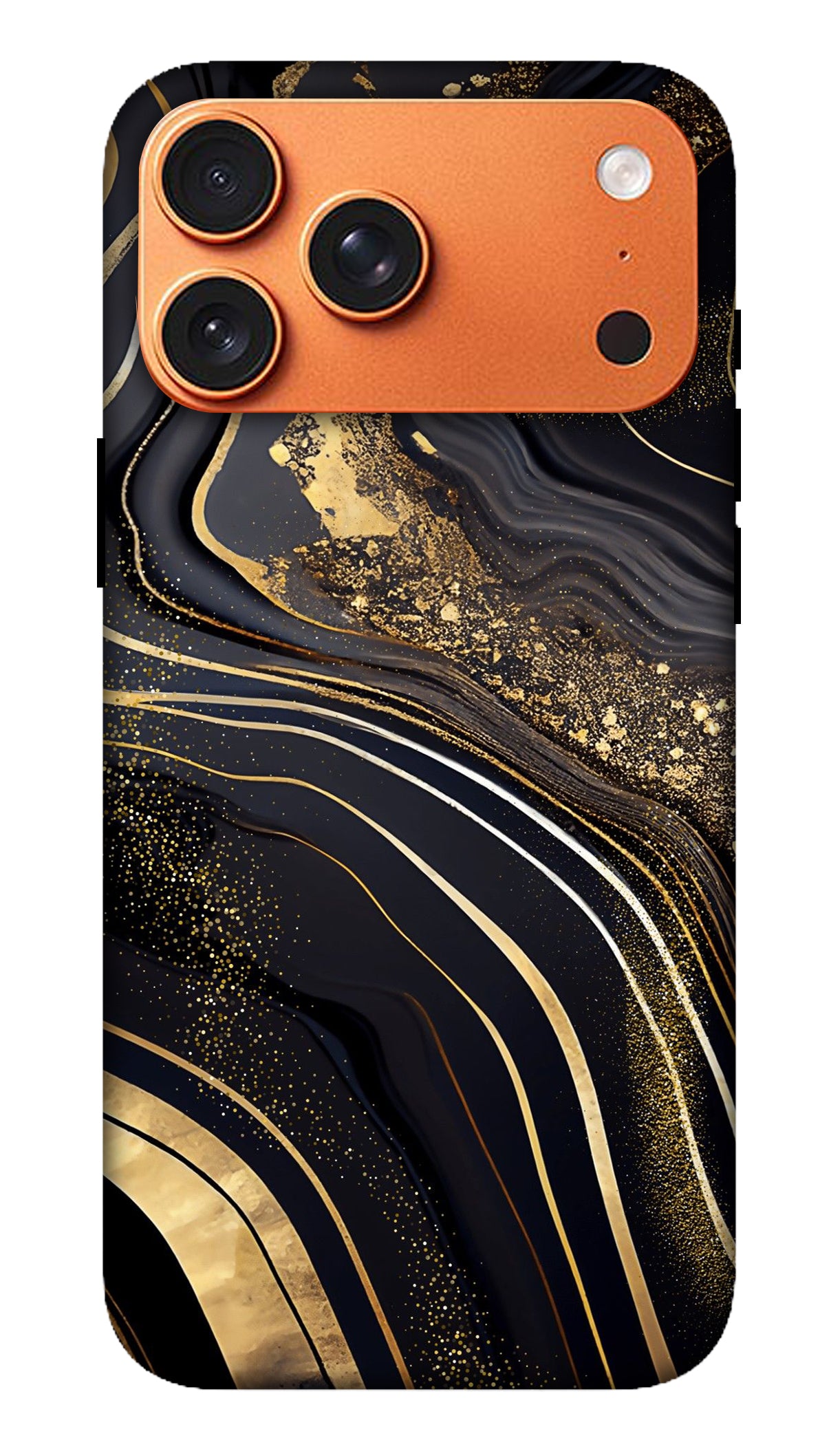 Black Gold Marble Wave Phone Case