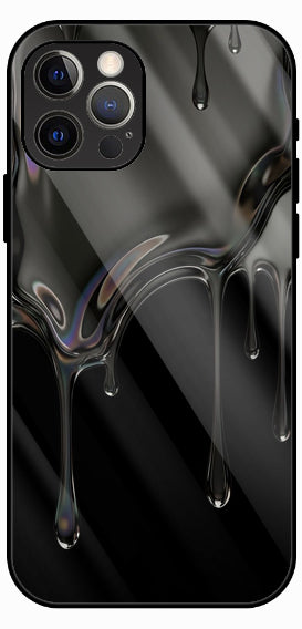 Black Liquid Chrome Abstract Luxury Glass Back Phone Case