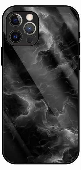 Black Marble Minimal Gloss Luxury Glass Back Phone Case