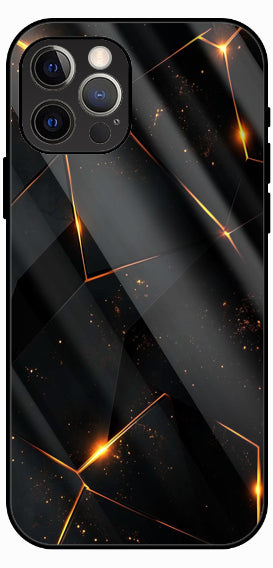 Black Marble Spark Line Luxury Glass Back Phone Case