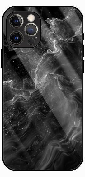 Black Marble Stone Texture Luxury Glass Back Phone Case