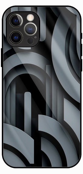Black Wave Chrome Pattern Luxury Glass Back Phone Case