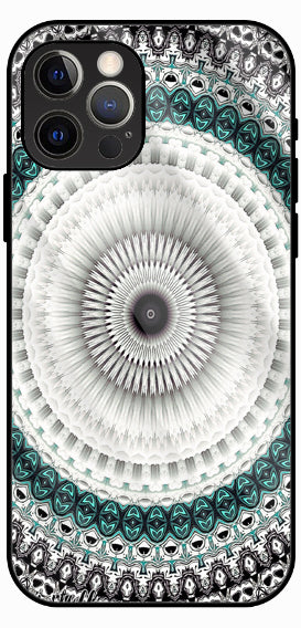 Black White Mandala Geometry Luxury Glass Back Phone Case
