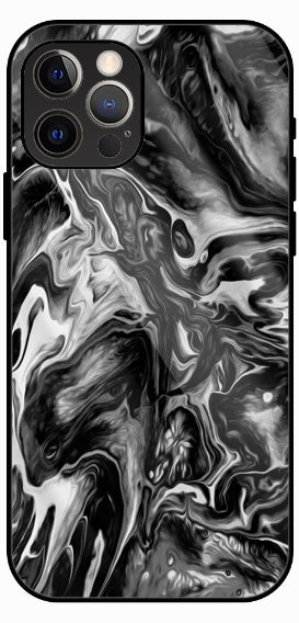 Black White Marble Swirl Luxury Glass Back Phone Case