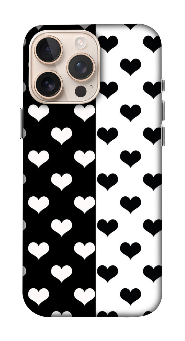 Black and White Heart Pattern Shape Mobicase