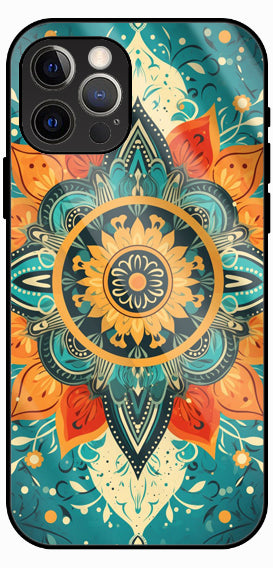 Bright Mandala Artistic Pattern Luxury Glass Back Phone Case