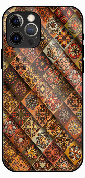 Brown Check Retro Pattern Luxury Glass Back Phone Case