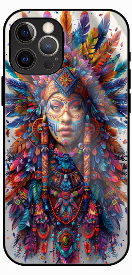Colorful Ethnic Art Portrait Luxury Glass Back Phone Case