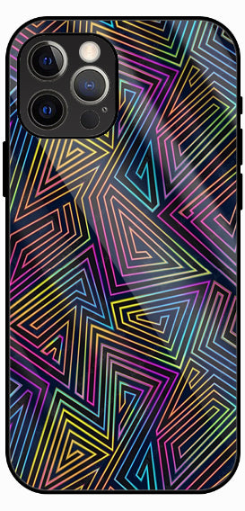 Colorful Geometric Wave Luxury Glass Back Phone Case