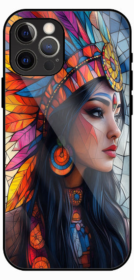 Colorful Tribal Woman Art Luxury Glass Back Phone Case
