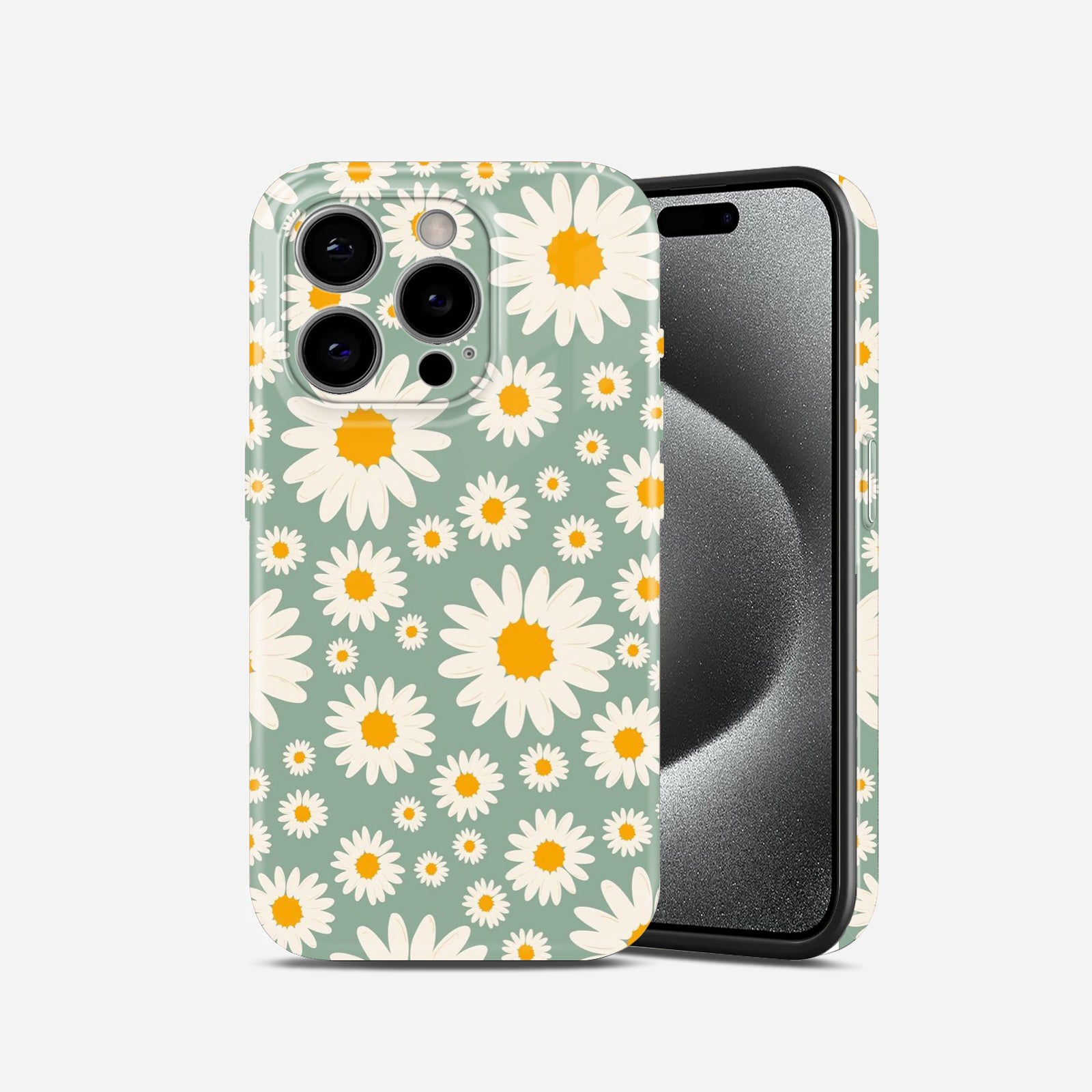 Daisy Light Green Pattern Hard Glossy Case - Stylish & Protective Cover