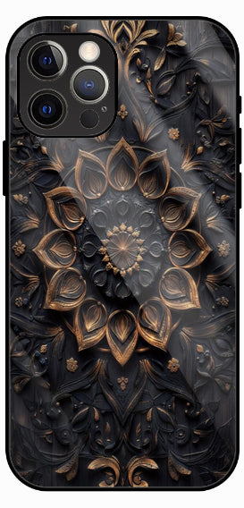 Dark Floral Mandala Elegant Luxury Glass Back Phone Case