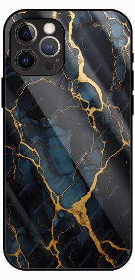 Dark Marble Gold Crack Luxury Glass Back Phone Case