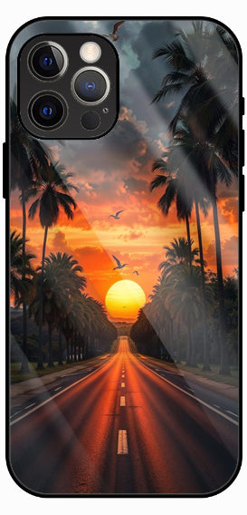 Fire Sky Sunset View Luxury Glass Back Phone Case