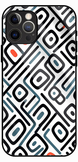 Geometric Line Art Luxury Glass Back Phone Case