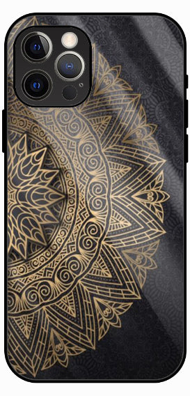 Golden Mandala Minimal Black Luxury Glass Back Phone Case