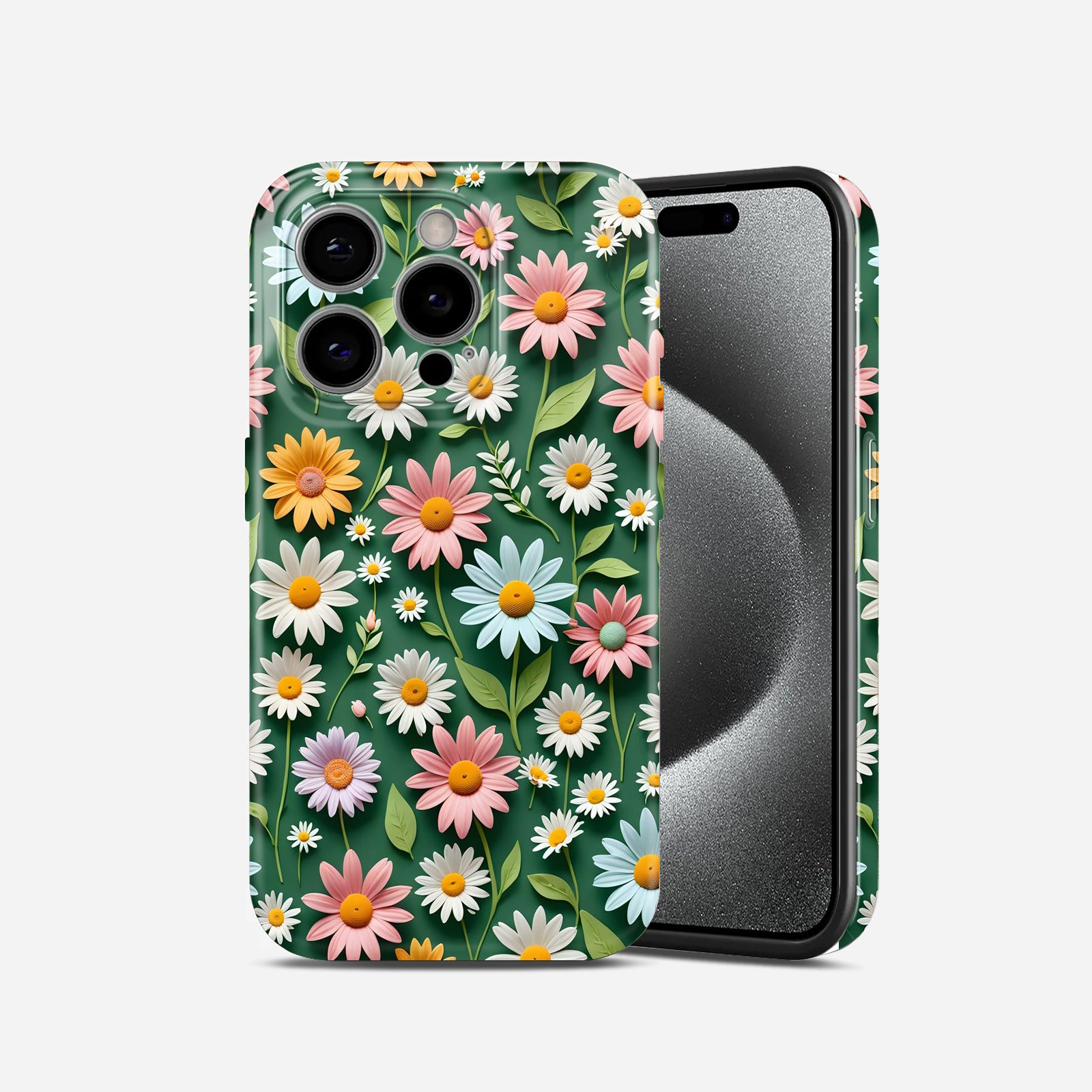 Green Coloured Flowers Hard Glossy Case - Stylish & Protective Cover
