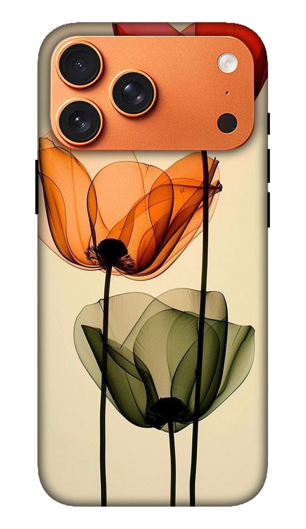 Minimal Orange Tulip Floral Phone Case