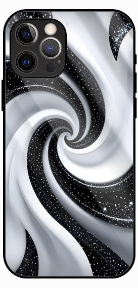Monochrome Swirl Chrome Texture Luxury Glass Back Phone Case