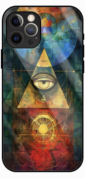Mystic Triangle Marble Art Luxury Glass Back Phone Case