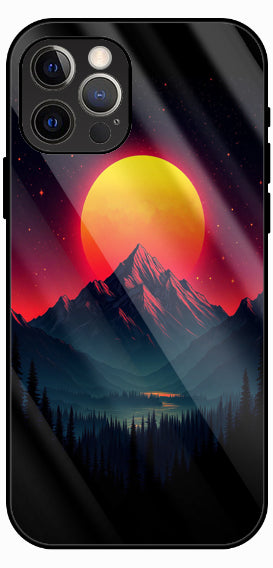 Neon Sunset Horizon Luxury Glass Back Phone Case