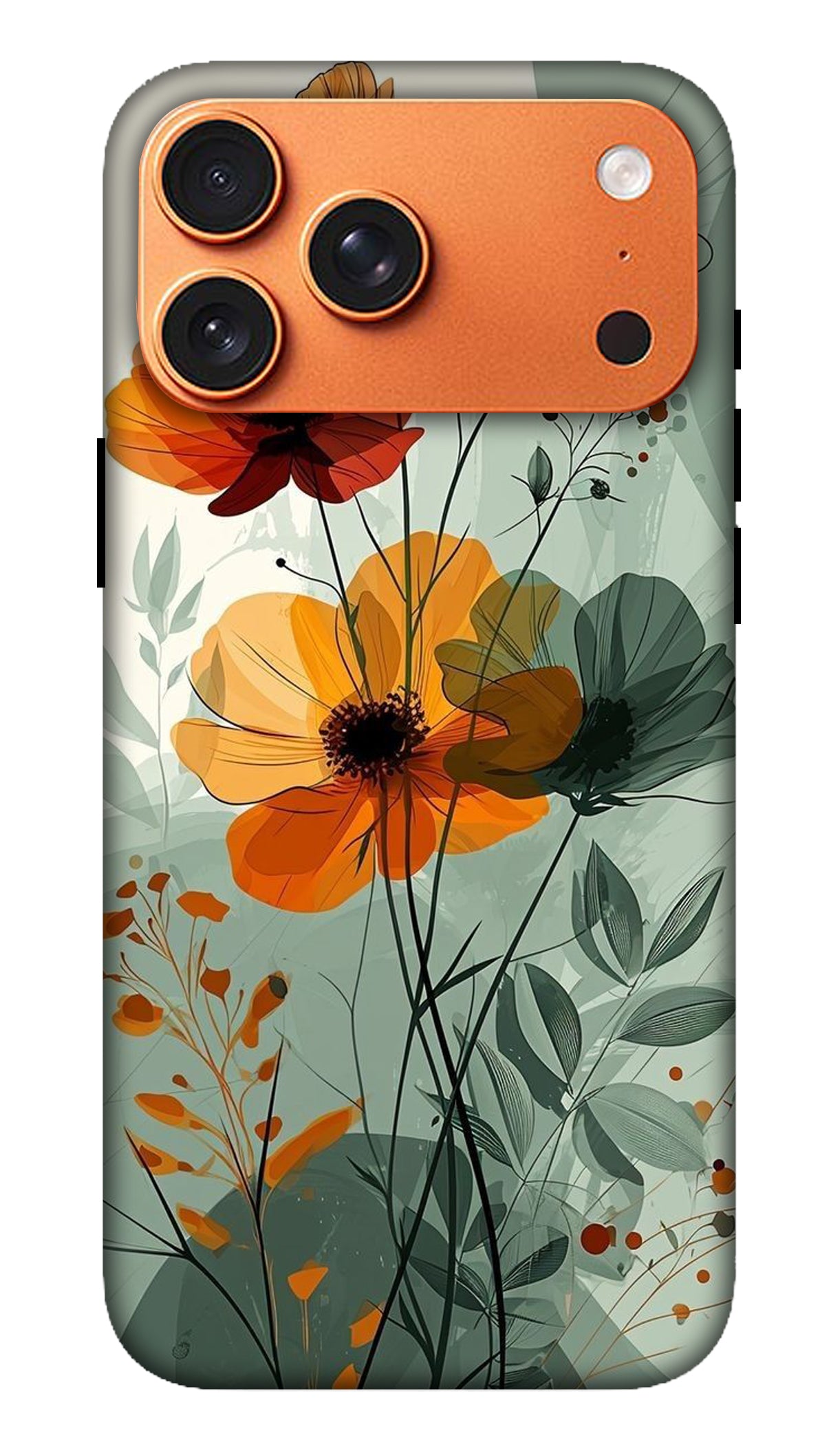 Orange Botanical Floral Phone Case