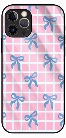 Pink Checkered Bows Premium Glass Phone Case