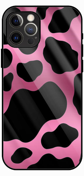 Pink Cow Print Trendy Luxury Glass Back Phone Case