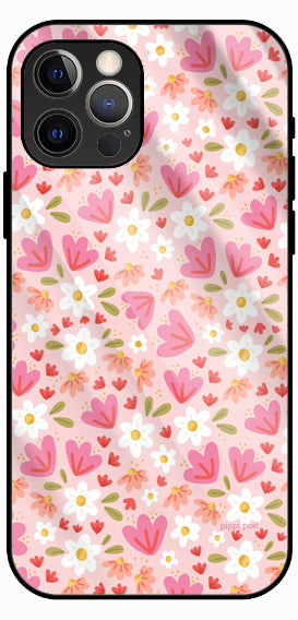 Pink Floral Cute Premium Glass Phone Case