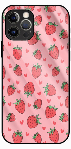 Pink Strawberries Premium Glass Phone Case