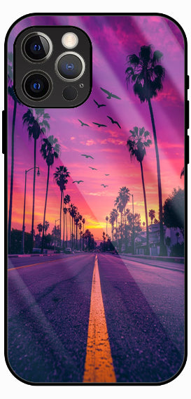 Purple Sky Sunset Aesthetic Luxury Glass Back Phone Case