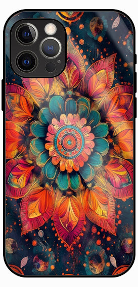 Red Mandala Artistic Pattern Luxury Glass Back Phone Case