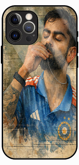 Stylish Cricket Portrait Art Luxury Glass Back Phone Case