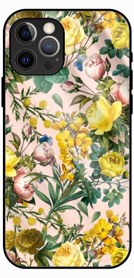 Yellow Floral Garden Premium Glass Phone Case