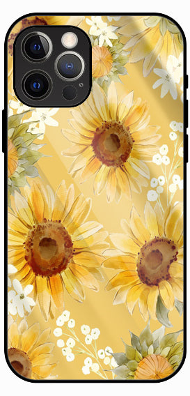 Yellow Sunflower Bloom Luxury Glass Back Phone Case